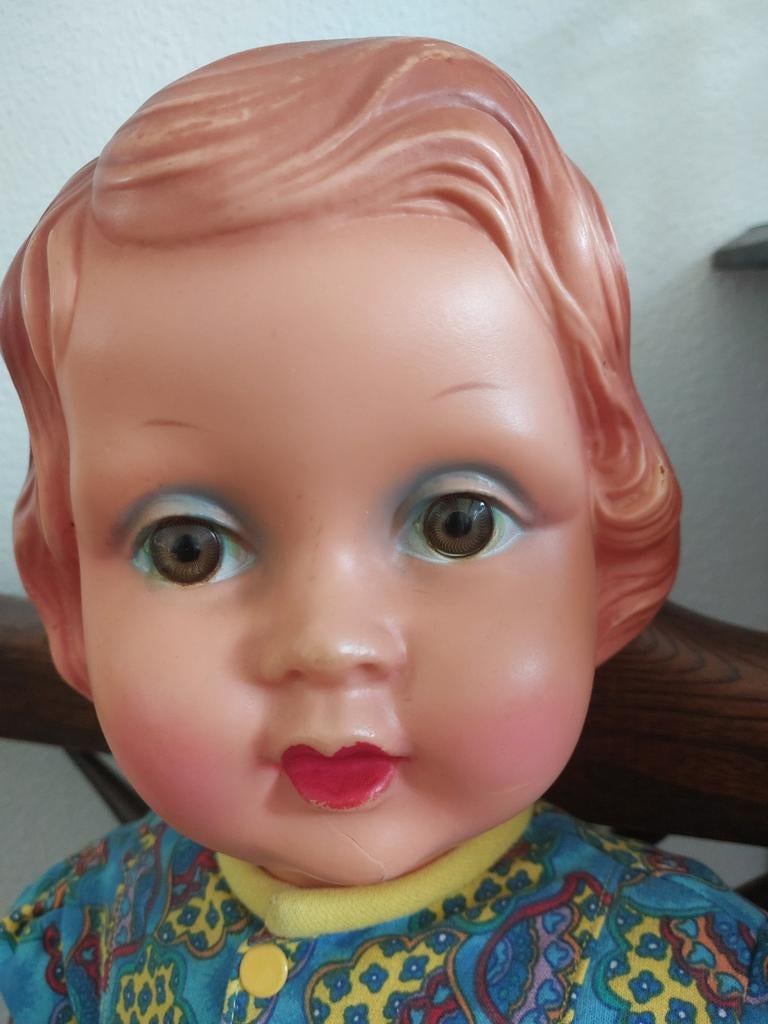 Oude pop 73 cm., Ophalen of Verzenden, Gebruikt, Pop
