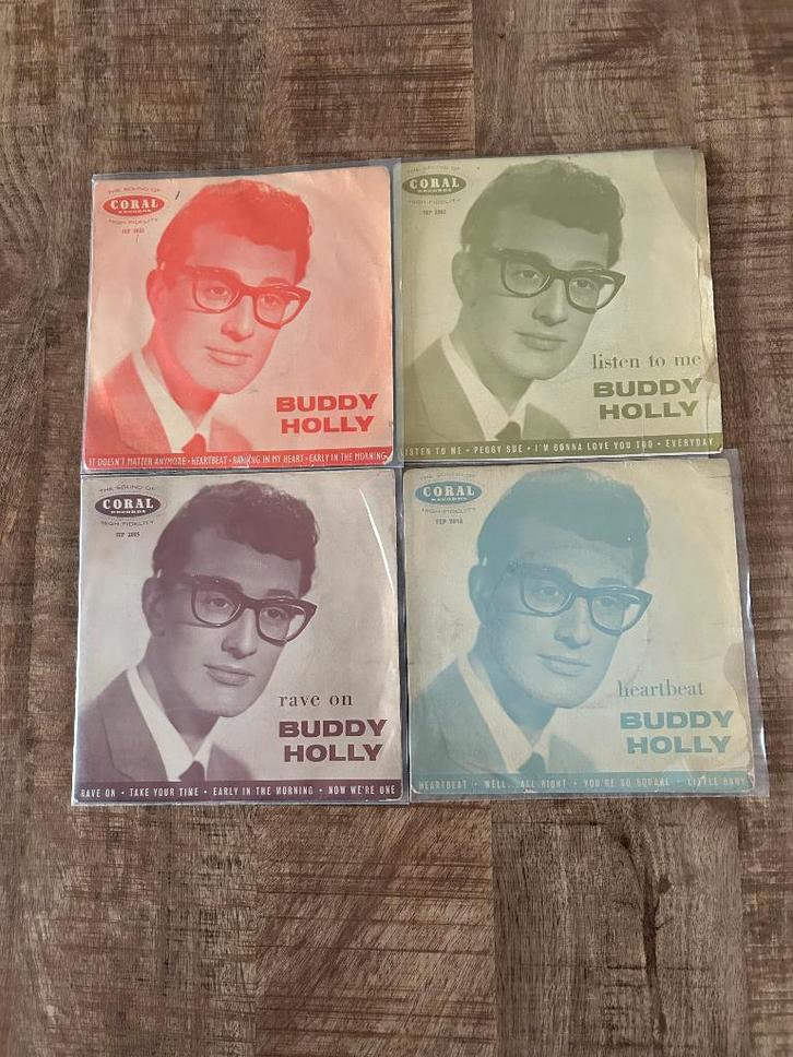 4 EP's Buddy Holly, Cd's en Dvd's, Vinyl Singles, Gebruikt, EP, Pop, 7 inch, Ophalen of Verzenden