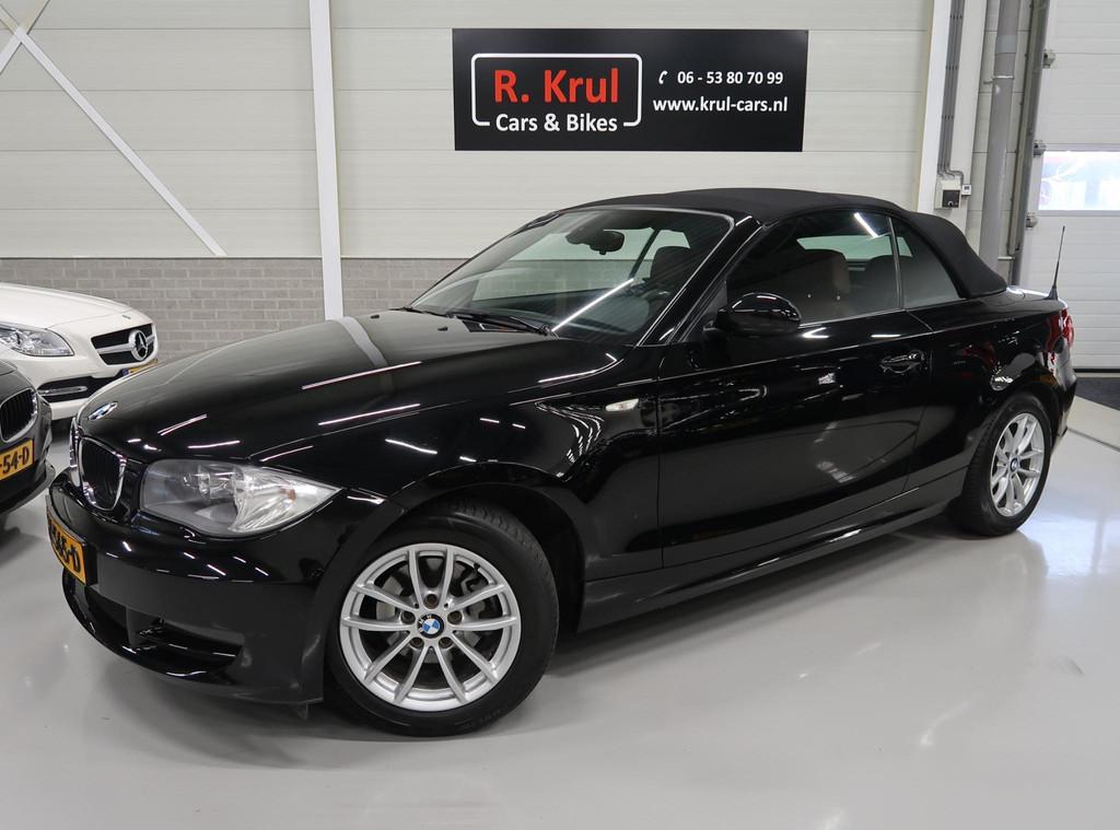 BMW 1-serie Cabrio 118i Airco-ecc Bruin Leer Stoelverwarming, Auto's, 1-Serie, Euro 5, Cabriolet, 4 stoelen