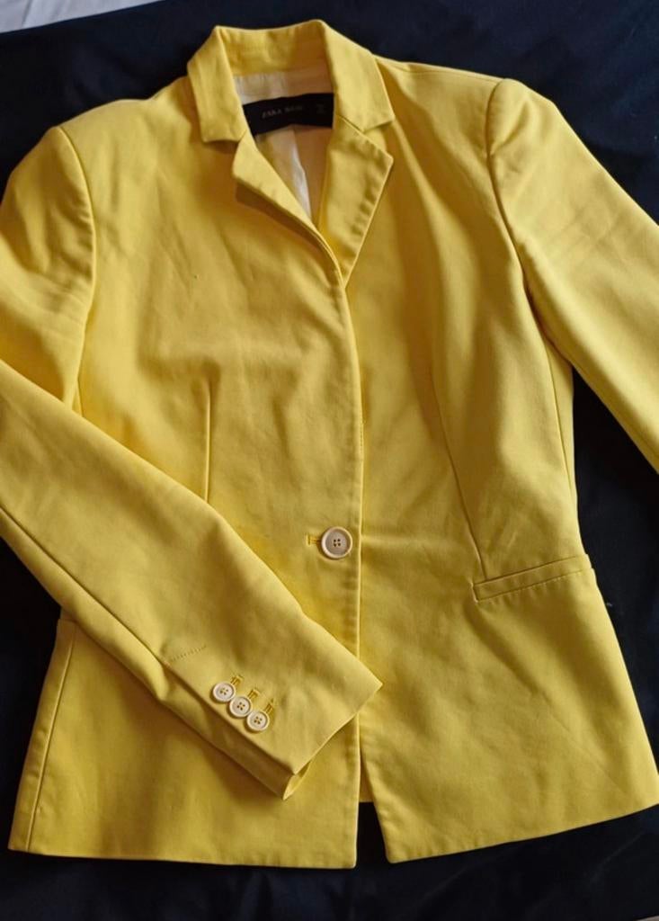 Zara basic blazer geel, Kleding | Dames, Jasjes, Kostuums en Pakken, Ophalen of Verzenden, Zo goed als nieuw, Maat 36 (S), Geel