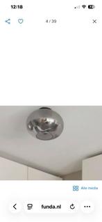 Mooie plafondlamp van mat zwart glas, Ophalen, Zo goed als nieuw, Metaal of Aluminium