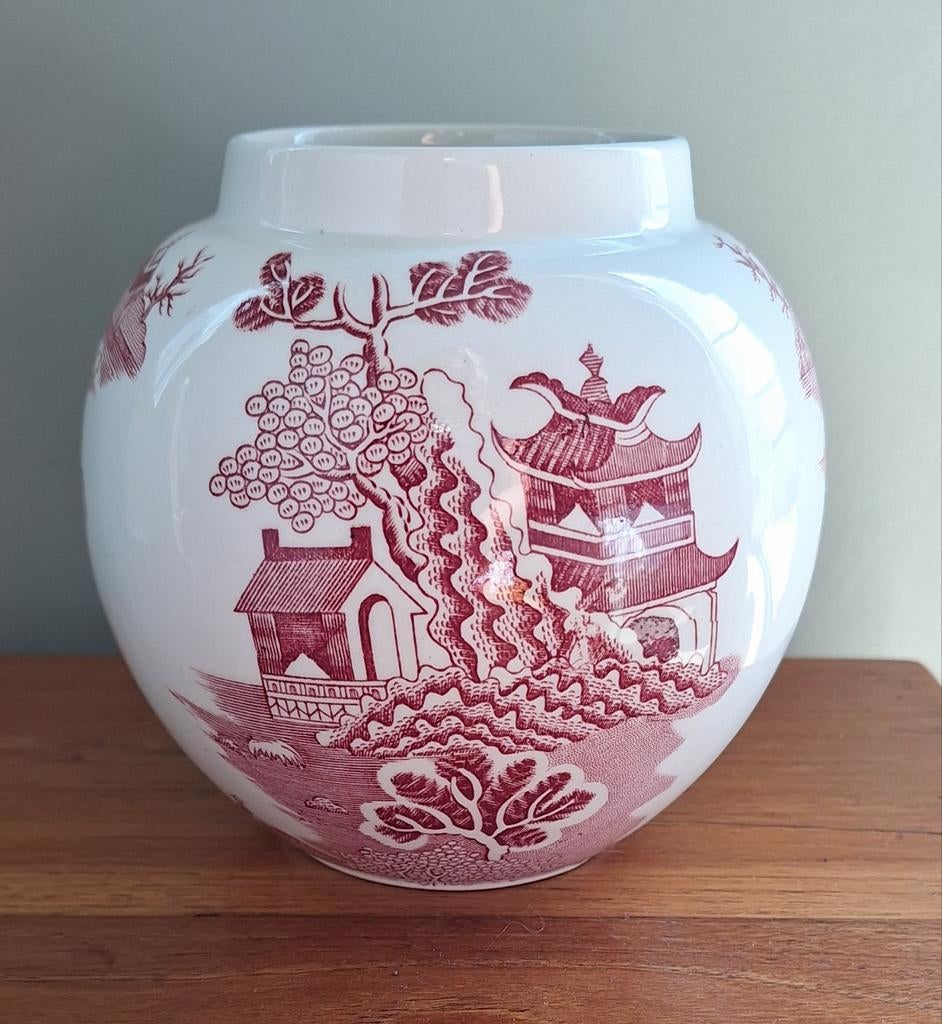 Vintage Mason's Crown gemberpotje, roodroze tempelscène, Antiek en Kunst, Antiek | Porselein, Ophalen of Verzenden