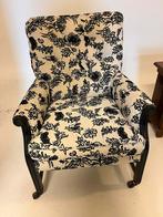 Fauteuil met bloemenprint en bijzettafel, Ophalen, Gebruikt, Hout, 75 tot 100 cm