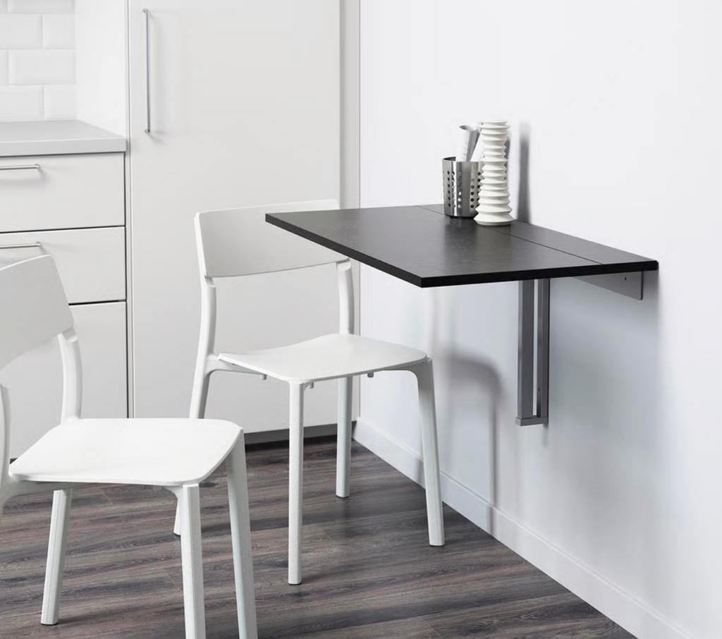 IKEA BJURSTA wandtafel, zwart, 90x50 cm, Ophalen, Gebruikt, Tot twee personen, 50 tot 100 cm