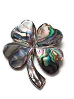 Mooie zilveren Mexico broche Klavertje 4 met abalone (7545), Ophalen, 4 tot 7 cm, Zo goed als nieuw, Zilver