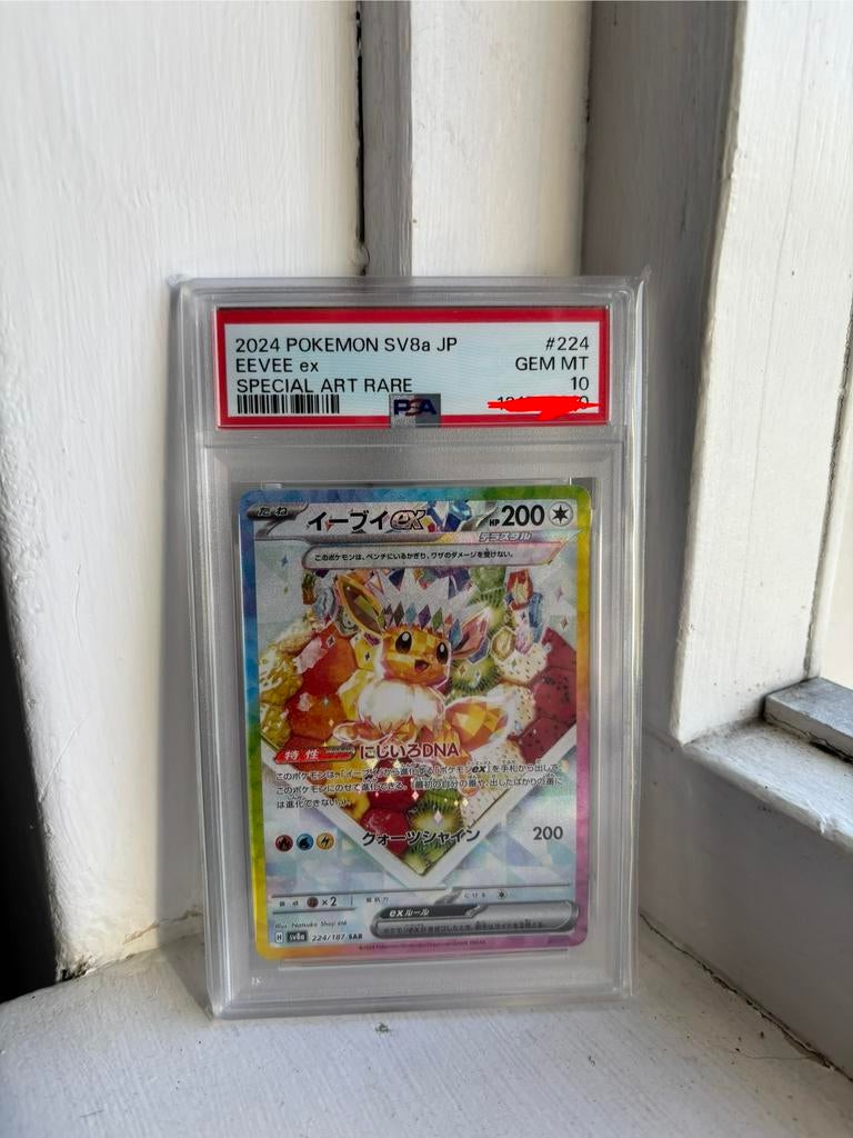 Eevee ex, special art rare, PSA10, Ophalen of Verzenden, Nieuw, Losse kaart