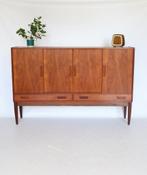 Vintage teak highboard Deens design dressoir sideboard, Ophalen, Vintage retro midcentury deens design, Gebruikt, Met deur(en)