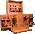 Fraaie notenhouten tabaks- en pijpen showkist met humidor, Ophalen, Zo goed als nieuw, Overige typen