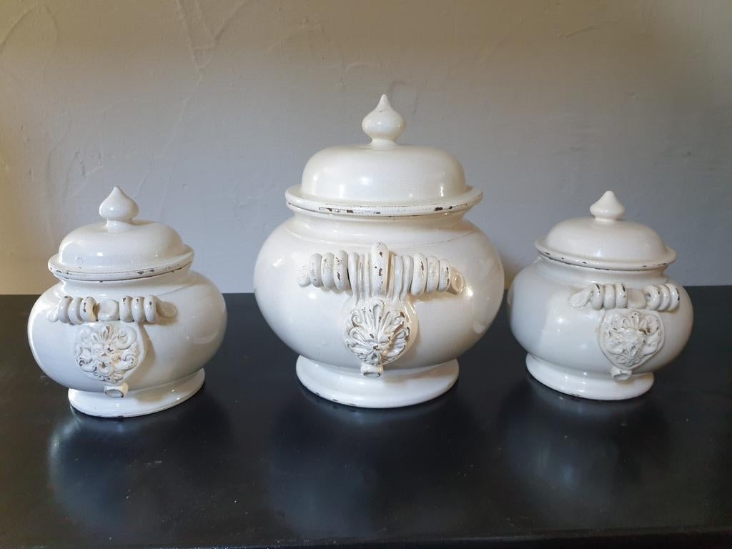 Frans brocante soep schaal set van 3, Ophalen of Verzenden