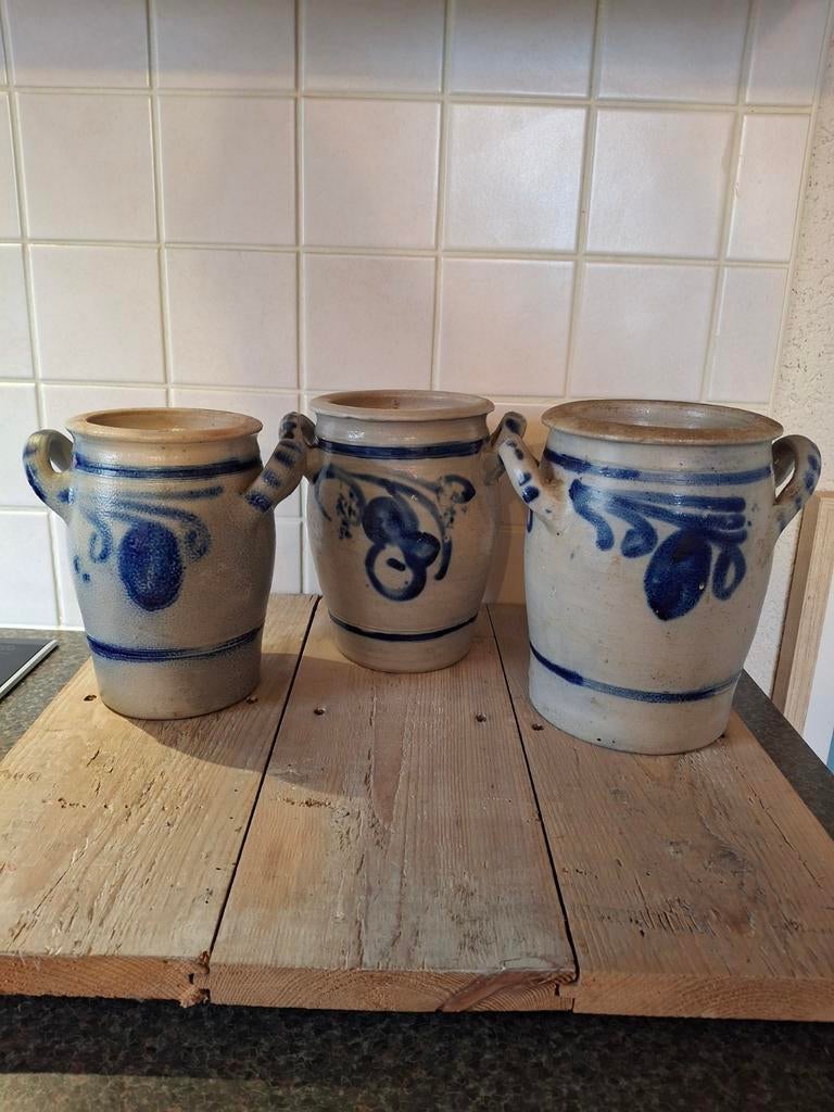 3 Keulse Potten - Zoutglazuur - Brocante, Antiek en Kunst, Curiosa en Brocante, Ophalen of Verzenden