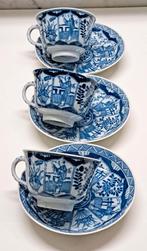 3 x Antieke Mosa Lange Lijs kop en schotels, Antiek en Kunst, Antiek | Servies los, Ophalen of Verzenden