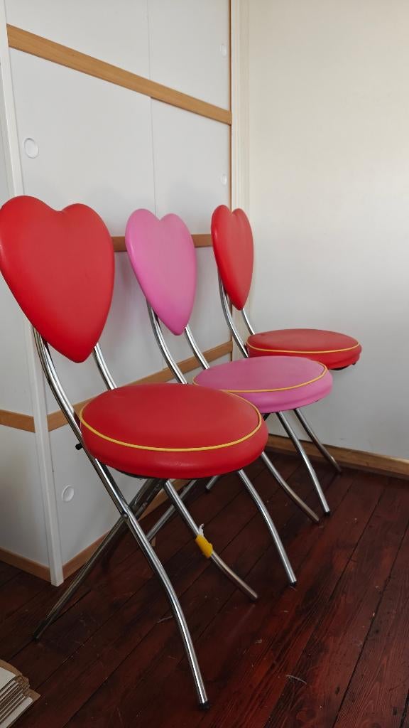 3 zeldzame design KARE klapstoelen hartjesvorm, Ophalen, Drie, Zo goed als nieuw, Rood