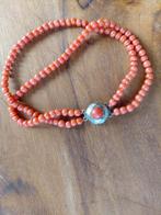 antieke bloedkoraal armband,dubbelrijig, Verzenden, Armband, Met edelsteen