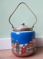 Antieke Engelse Koektrommel Porselein Palm Oosters Tafereel, Ophalen of Verzenden