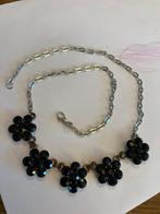 Vintage zwarte strass rhinestones ketting costume Jewelry, Overige materialen, Zwart, Verstelbaar, Ophalen of Verzenden