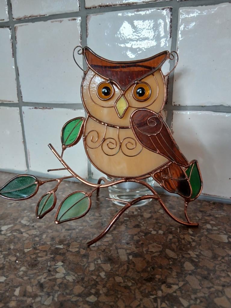 Waxinelichthouder Uil, Overige materialen, Gebruikt, Ophalen of Verzenden, Groen