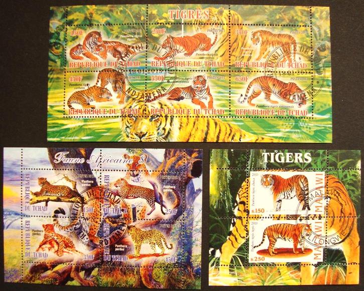 - 720 - 3 Blokken met Wilde Dieren., Postzegels en Munten, Postzegels | Thematische zegels, Gestempeld, Dier of Natuur, Verzenden