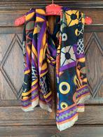 Gekleurde sjaal, shawl, das; 175 x 90 cm; paars, geel, blauw, Ophalen of Verzenden, Gedragen, Maat 38/40 (M), Sjaal