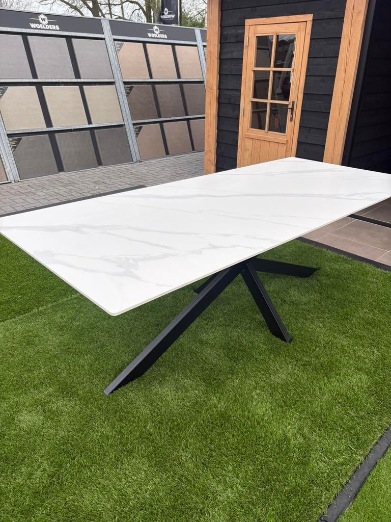 Eettafel Met Keramisch Blad 230x100x76cm Wit, Ophalen, Nieuw, Rechthoekig