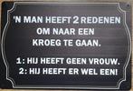 2 redenen om naar de kroeg te gaan reclamebord van metaal, Info@deconoord.nl, Deco Noord, Nieuw, Ophalen of Verzenden