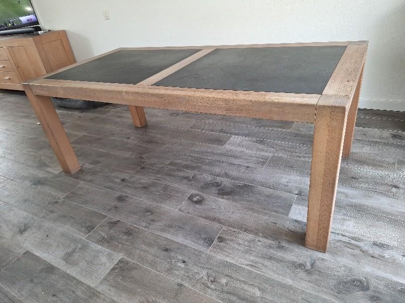 Eettafel 100x200 met massief eiken onderstel, Ophalen, Rechthoekig, 200 cm of meer, 50 tot 100 cm