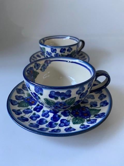 2 kop en schotels WR Unikat -keramiek, Huis en Inrichting, Keuken | Servies, Kop(pen) en/of Schotel(s), Overige stijlen, Keramiek