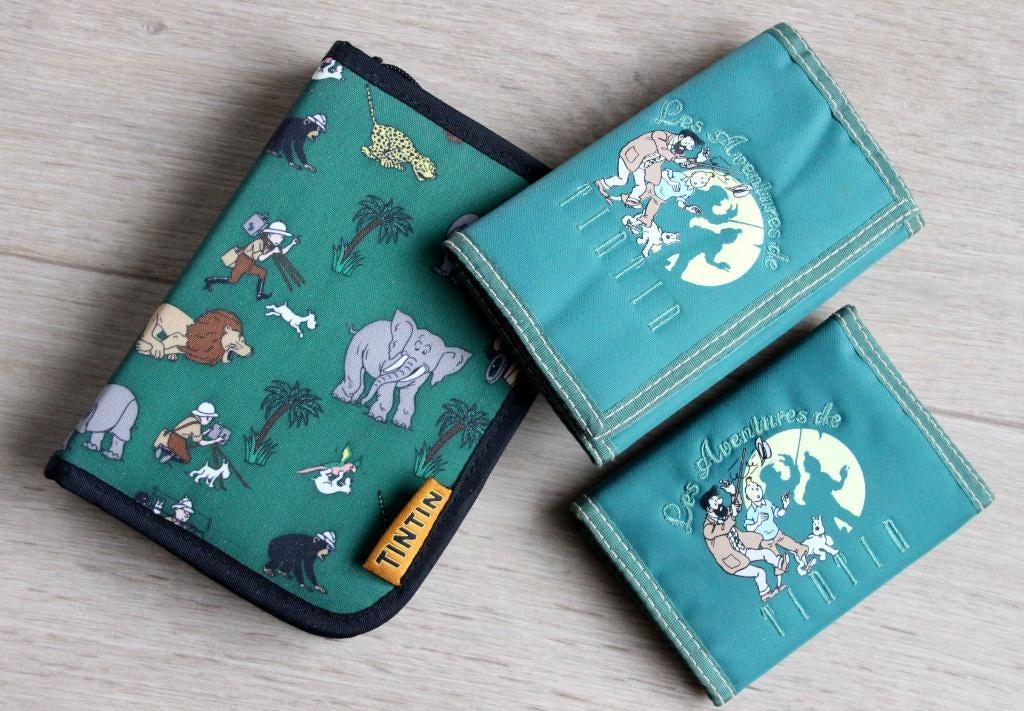 Set 3x portefeuille pennezak Kuifje Tintin Hergé Congo 1996, Verzenden, Kuifje, Zo goed als nieuw, Gebruiksvoorwerp