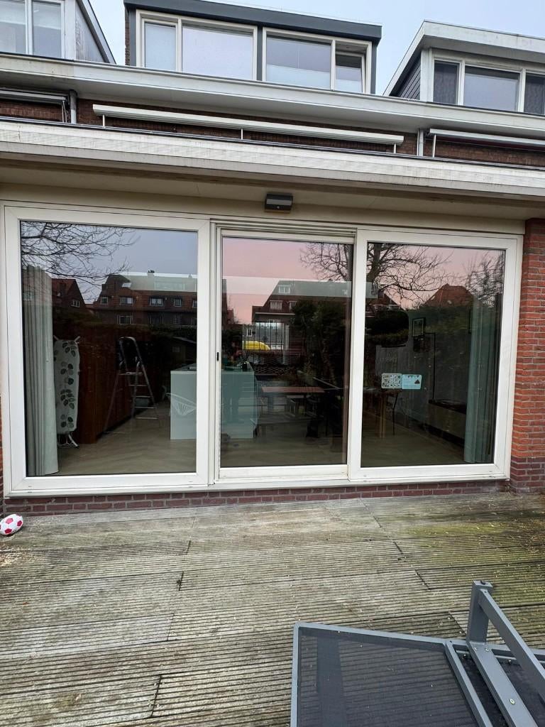 Kunststof 3-delige pui 474 x 244 cm met dubbel glas – wit, Ophalen, Gebruikt, Overige typen, 160 cm of meer