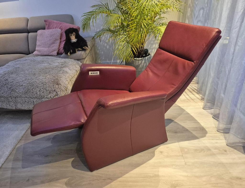 Relax Fauteuil  - Leer - Accu, Huis en Inrichting, Fauteuils, Ophalen, Minder dan 75 cm, Leer, Zo goed als nieuw