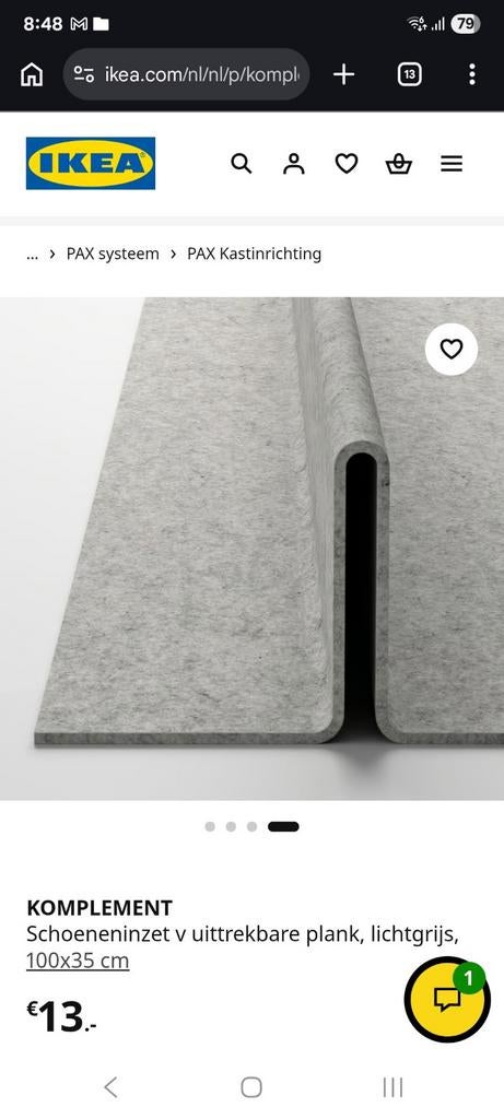 2x IKEA KOMPLEMENT schoeneninzet voor PAX kast, 100x35 cm, Ophalen of Verzenden