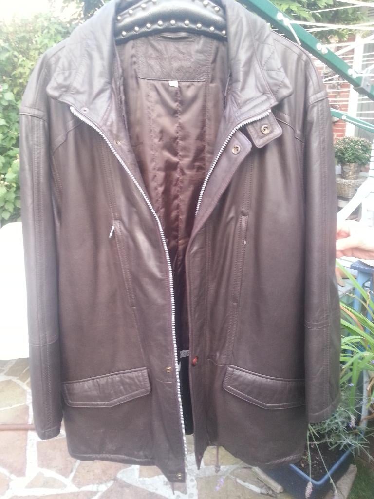 mooie donker bruine leren jas, L, Leather clothes by R & G, Maat 52/54 (L), Leather clothes by R & G, Bruin, Ophalen of Verzenden