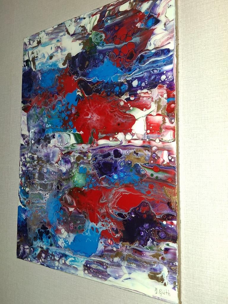Abstract acrylverf schilderij met epoxy, Ophalen
