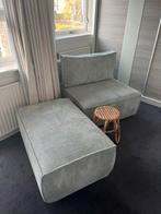 lichtblauwe bank met bijpassende hokker - bobochic sofas, Ophalen, Gebruikt, Eenpersoons, 75 tot 100 cm