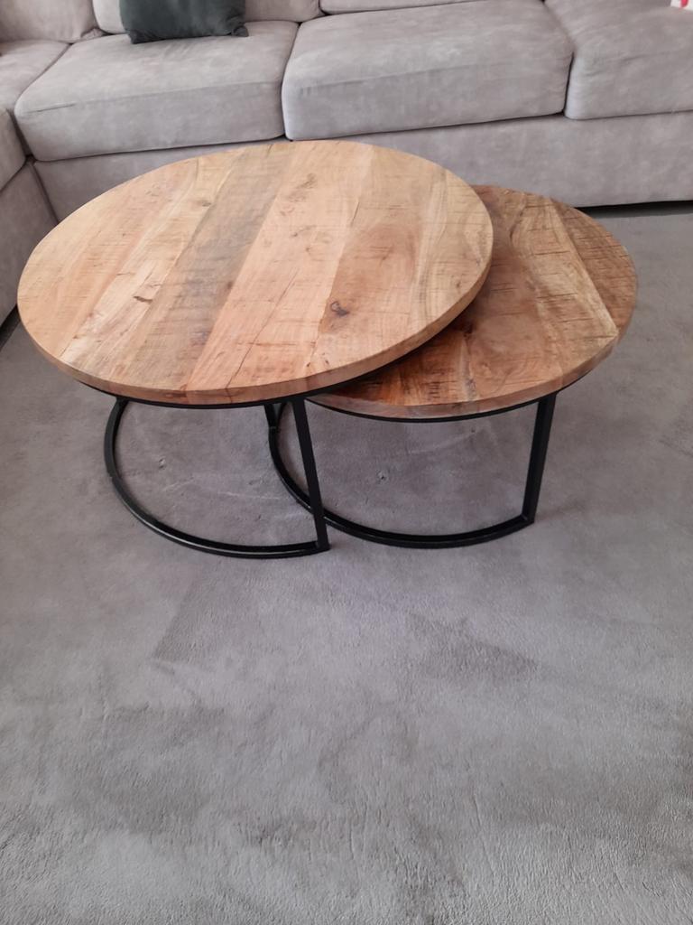 Set van 2 ronde salontafels, Huis en Inrichting, Tafels | Salontafels, Ophalen, Gebruikt, Rond, 50 tot 100 cm