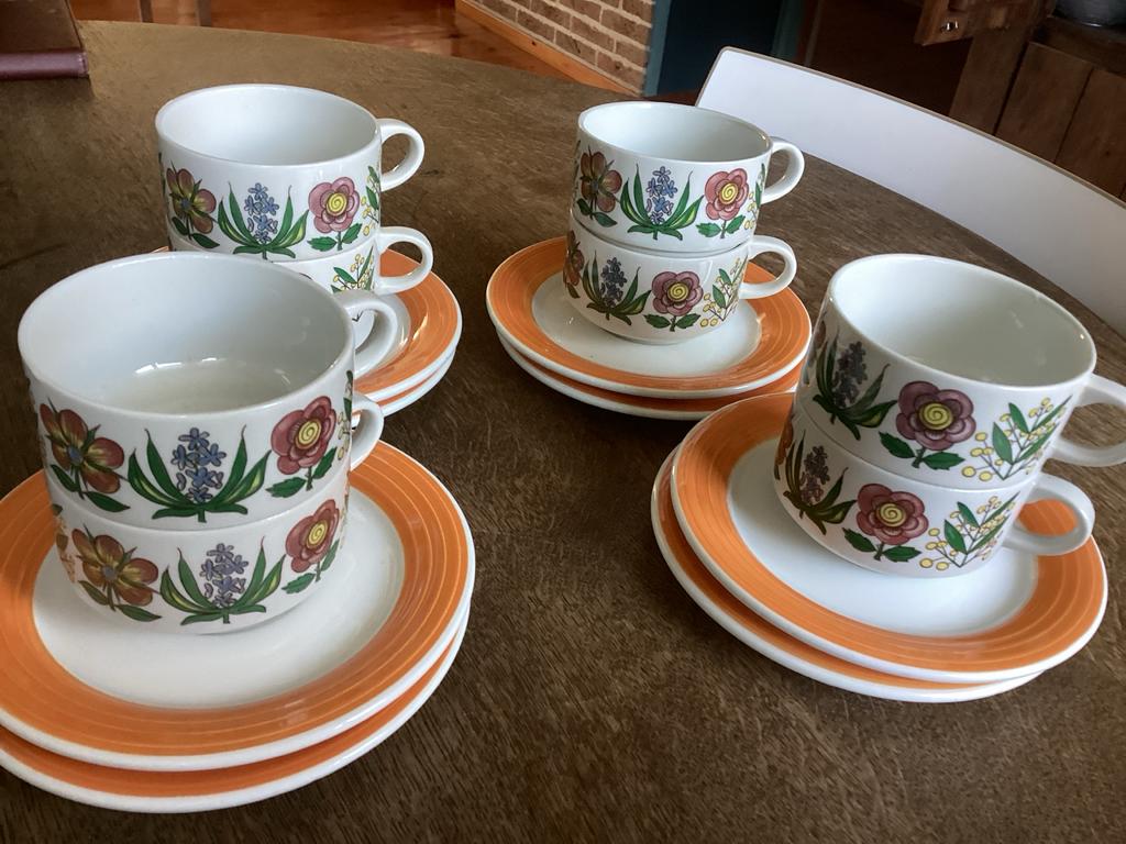 Villeroy & Boch kopjes met Italiaanse QUANDRI FOGLIO schotel, Keramiek, Nieuw, Ophalen of Verzenden, Overige stijlen