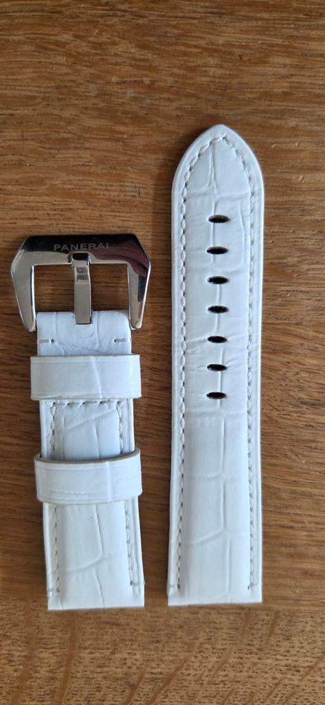 Orgineel Panerai horlogebandje wit croco leer 24/22mm,, Overige merken, Overige materialen, Leer, Polshorloge