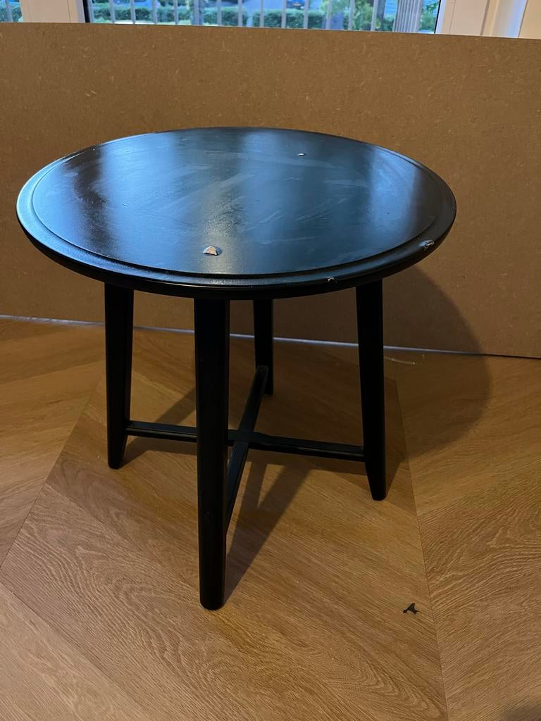 IKEA KRAGSTA bijzettafel zwart 51x49, Minder dan 55 cm, Gebruikt, Rond, Hout
