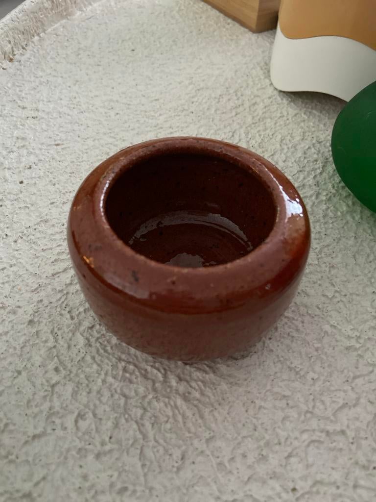 Bruine vintage Keramische Schaal - Rond en Glanzend, Ophalen of Verzenden, Zo goed als nieuw