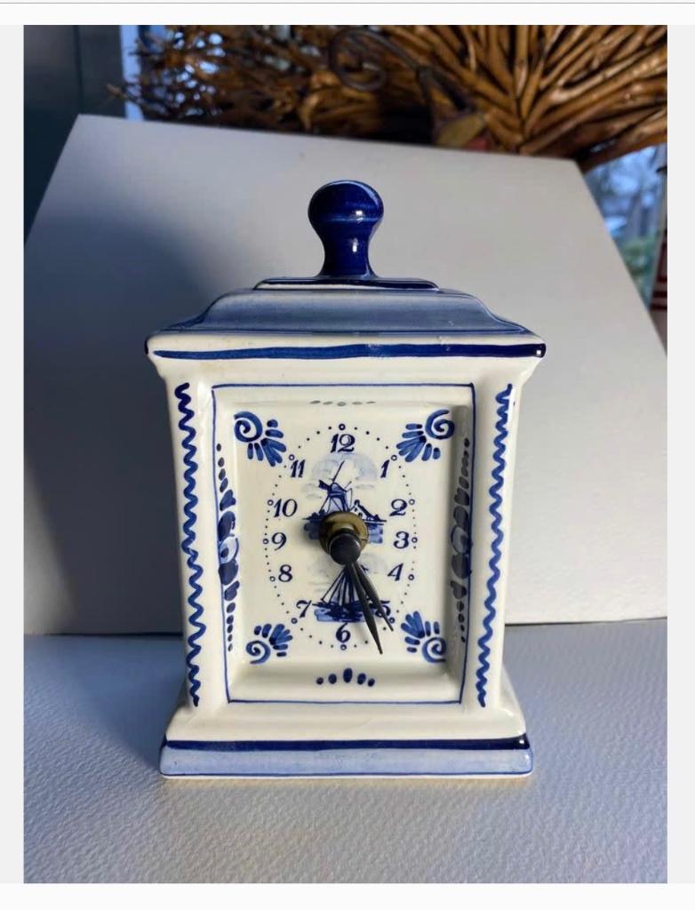 Brocante delfts blauw klokje porselein 15 x 10 x 5 cm, Ophalen of Verzenden
