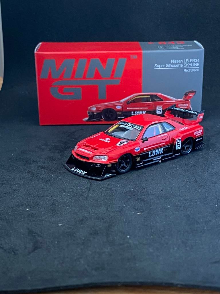 Mini gt nissan skyline R34 GT-R LBWK #843, Mini gt, Auto, Mini gr, Nieuw