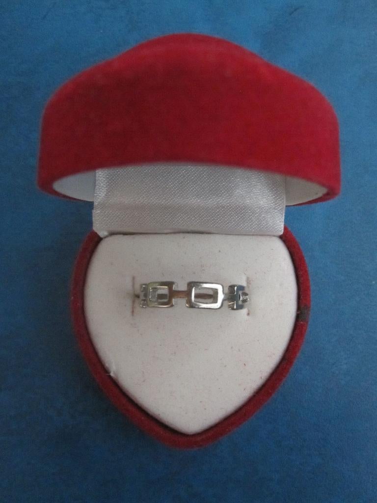 Ring - zilverkleurig - vakjesring (NIEUW), Sieraden, Tassen en Uiterlijk, Ringen, IJzer of Staal, Nieuw, Ophalen of Verzenden