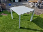 Witte aluminium tuintafel met glazen blad, Ophalen, Zo goed als nieuw, Vierkant, Aluminium