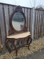 Antieke kaptafel met spiegel en marmeren blad, Huis en Inrichting, Tafels | Kaptafels, Ophalen, Gebruikt, 100 tot 150 cm, 50 tot 100 cm