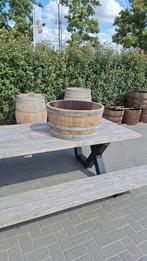 Kwart formaat eikenhouten bloembakken van wijnvaten!, Ophalen, Rond, Hout