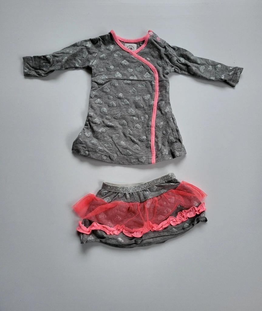 Setje truitje met rok - hartjes en roze tutu, Meisje, Zo goed als nieuw, Setje, Bampidano