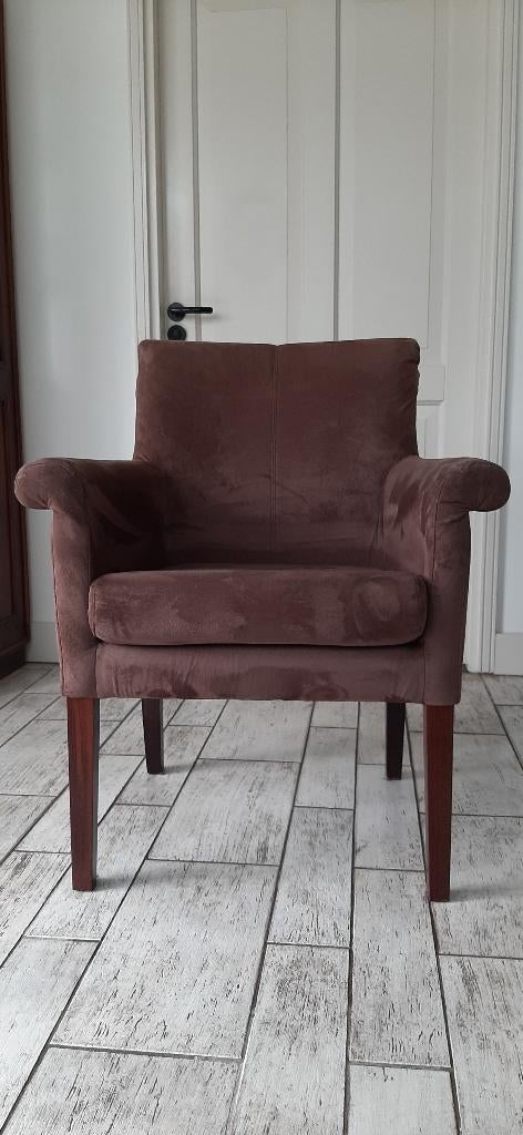 eethoekstoelen 4 stuks met armleuningen, Ophalen, Fauteuilsmodel, Bruin, Zo goed als nieuw