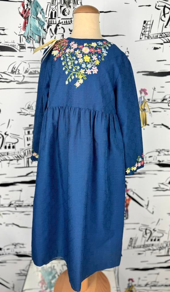 Gucci blauwe zomerjurk met GG patroon maat 8 NIEUW, Customercare@gucci.com, Jurk of Rok, Gucci, Verzenden