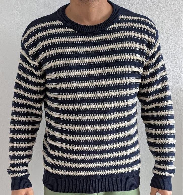 Zara gebreide mannen Trui
Donkerblauwe/witte strepen, Nieuw, Ophalen of Verzenden, Zara Man, Maat 48/50 (M)