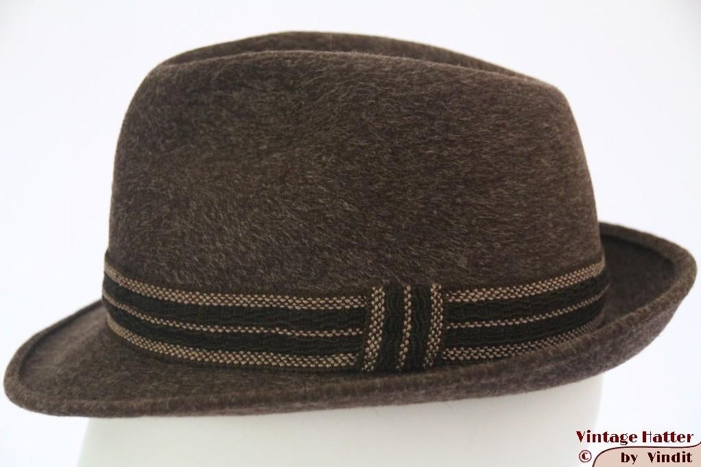 Kleine Vintage Gleufhoed Prylett grijs bruin haarvilt 54, Kinderen en Baby's, Kinderkleding | Petten en Hoeden, Prylett, 134 t/m 140