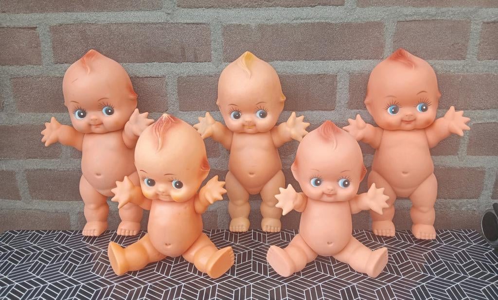 Set van 5 vintage Kewpie babypoppen 23cm en 20cm, Ophalen, Gebruikt, Babypop